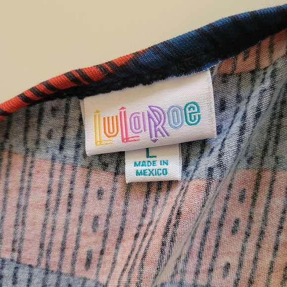 Lularoe Blue Red Striped, Long Dress, L - Picture 5 of 5